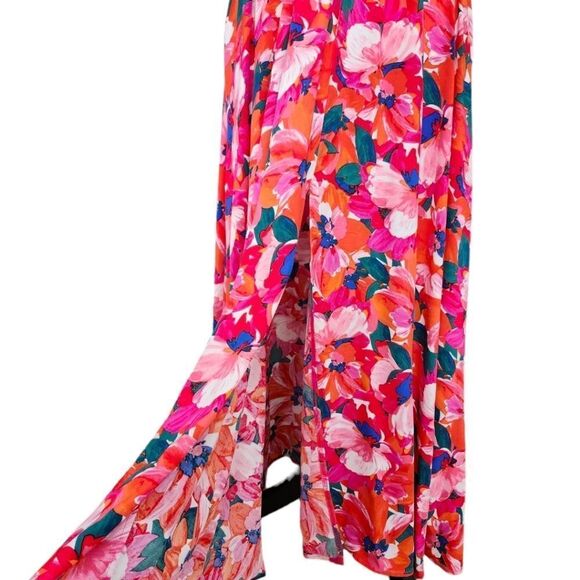 Anthropologie Abel The Label Halter Maxi Floral Crochet Pink Orange XS - Picture 3 of 16